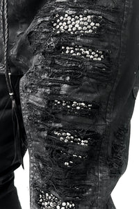 2502-PT07 Coating Crush Stretch Twill Pants / STD_Black