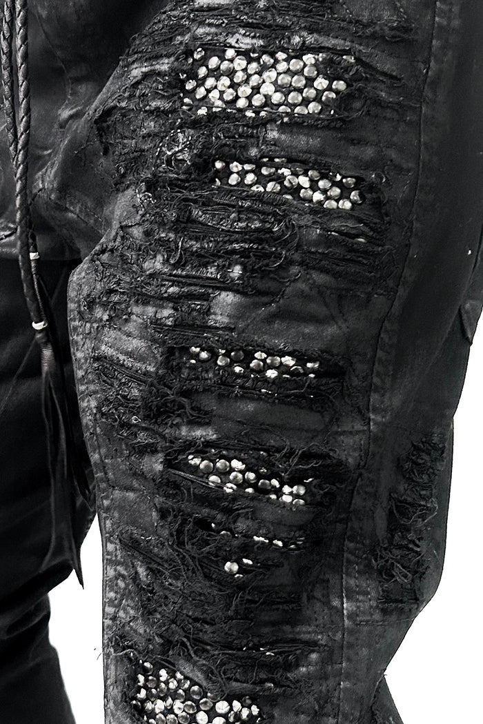 2502-PT07 Coating Crush Stretch Twill Pants / STD_Black