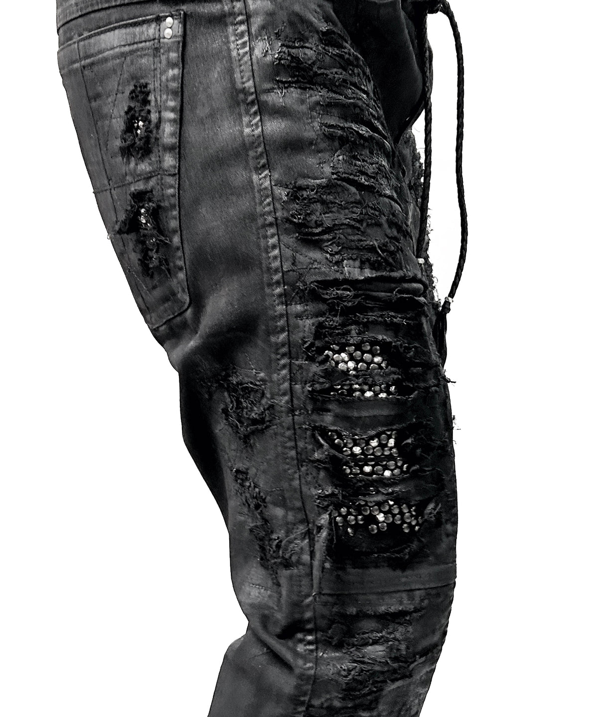2502-PT07 Coating Crush Stretch Twill Pants / STD_Black