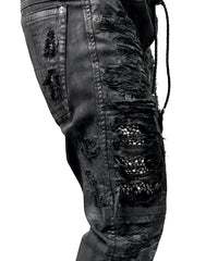 2502-PT07 Coating Crush Stretch Twill Pants / STD_Black