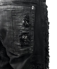 2502-PT07 Coating Crush Stretch Twill Pants / STD_Black