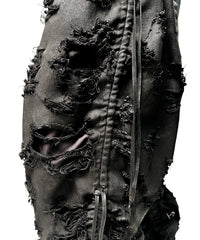 2502-PT03 Coating Side Shirring Slash Pants_Black