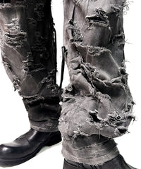 2502-PT03 Coating Side Shirring Slash Pants_Charcoal