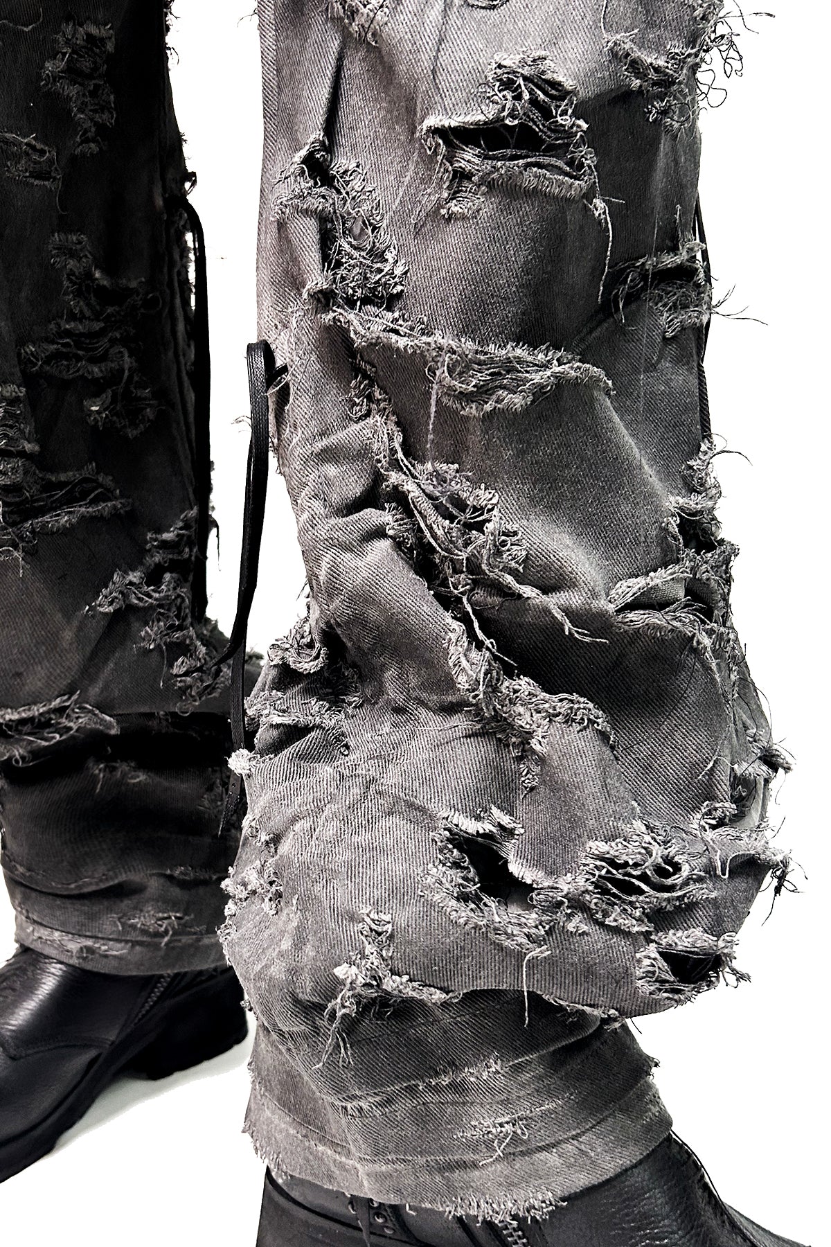2502-PT03 Coating Side Shirring Slash Pants_Charcoal