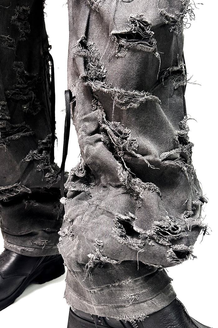 2502-PT03 Coating Side Shirring Slash Pants_Charcoal