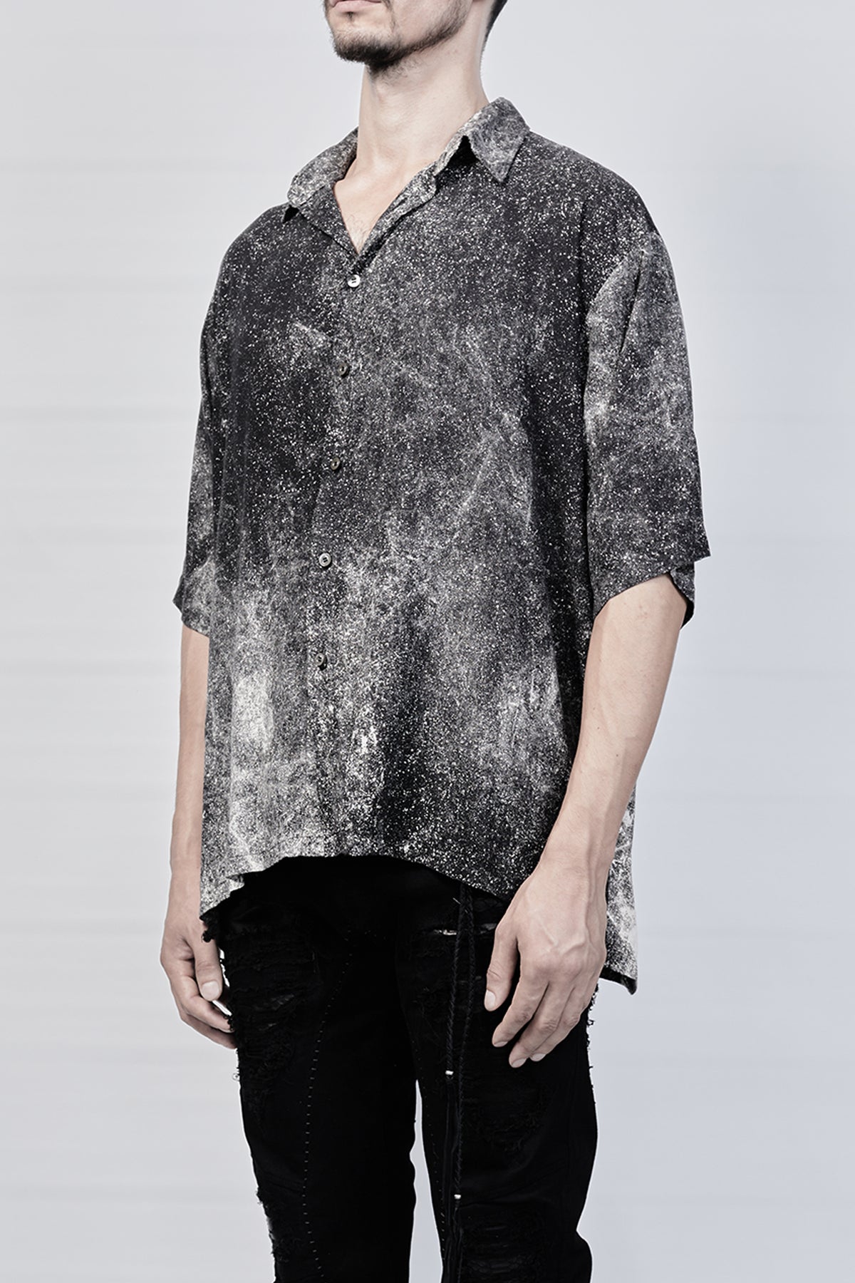 2001-SH02D Powder Storm Rayon Box Shirt - Black