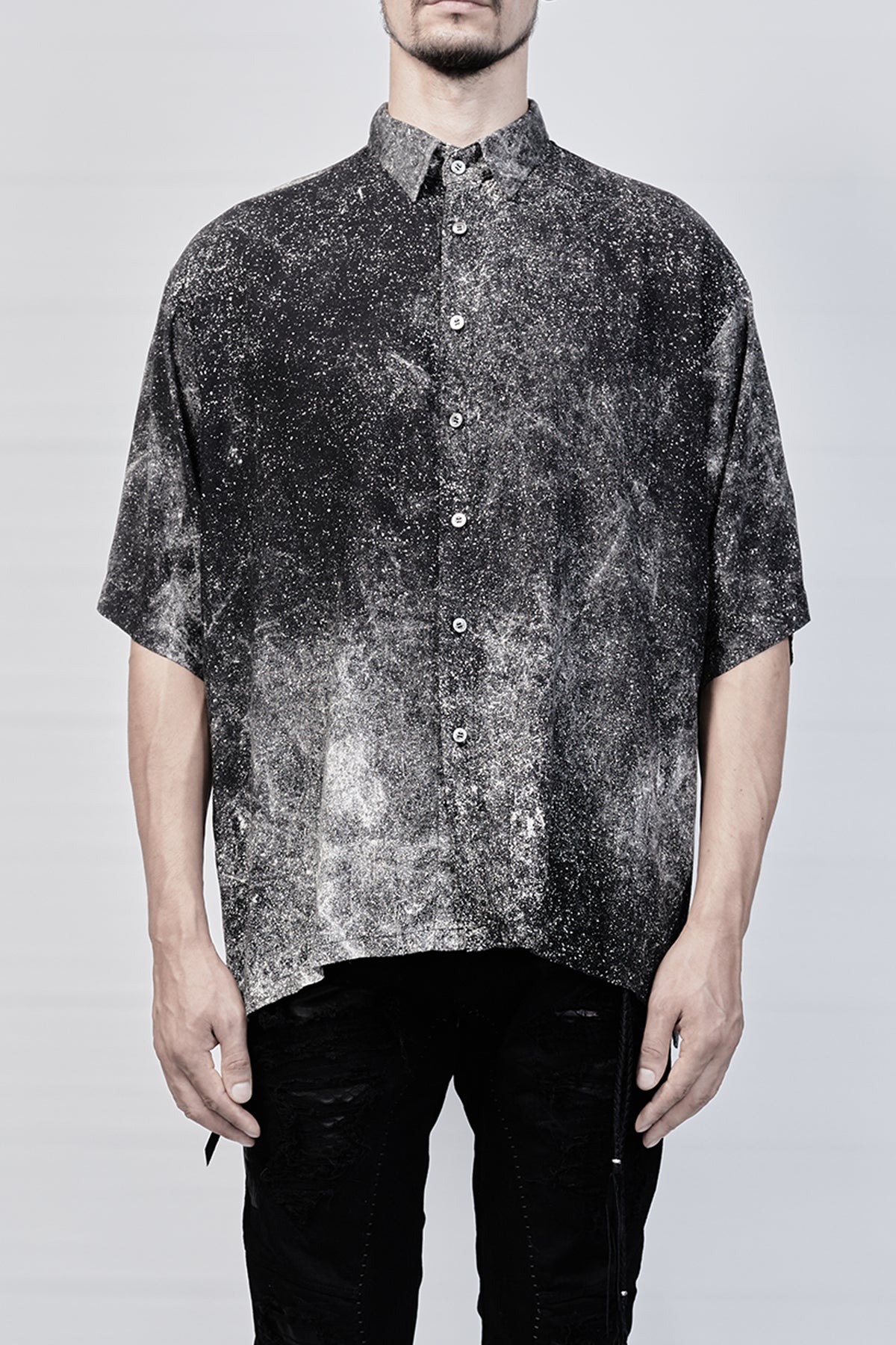 2001-SH02D Powder Storm Rayon Box Shirt - Black