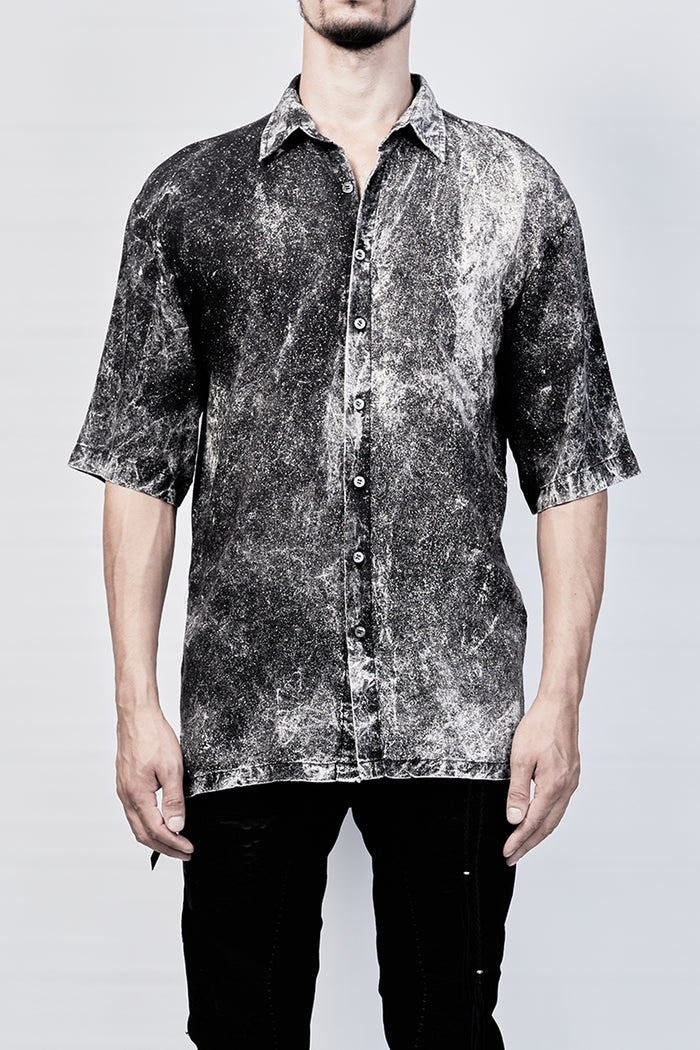 2101-SH04D Powder Storm Rayon Slim Shirt - Black