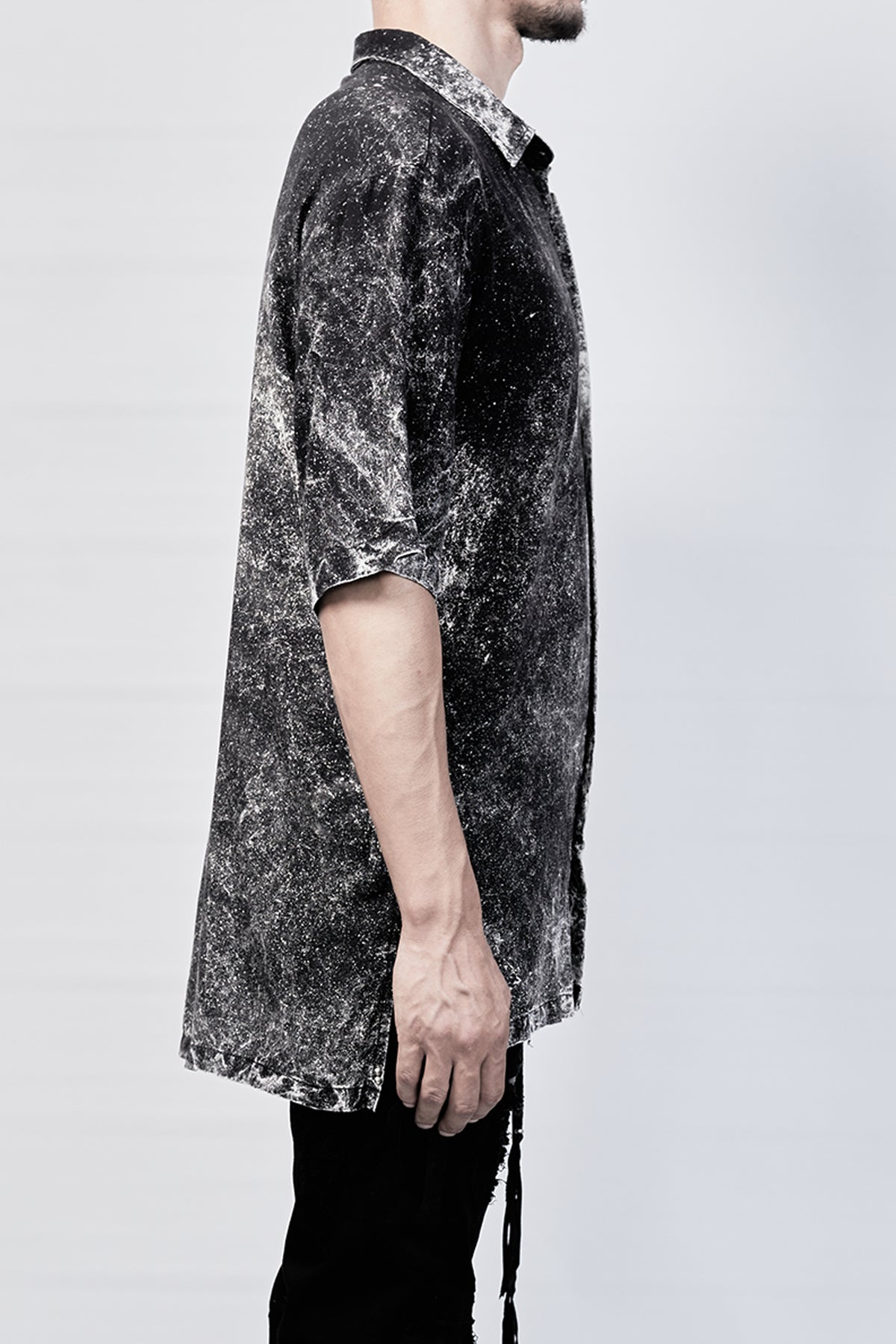2101-SH04D Powder Storm Rayon Slim Shirt - Black