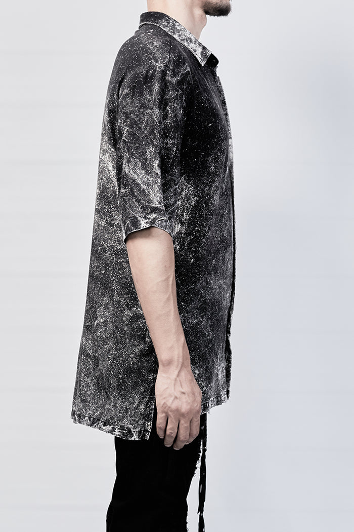 2101-SH04D Powder Storm Rayon Slim Shirt - Black