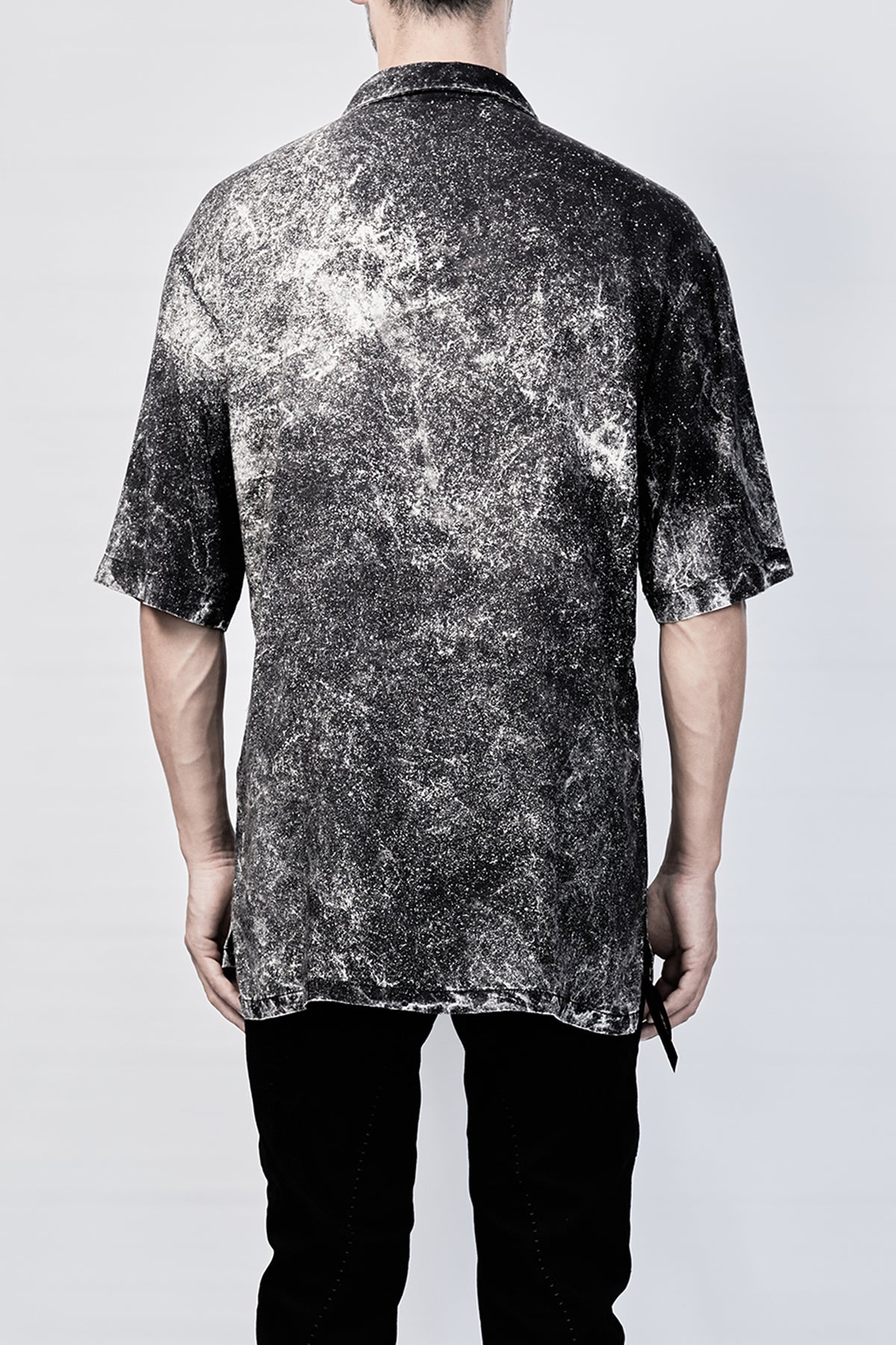 2101-SH04D Powder Storm Rayon Slim Shirt - Black