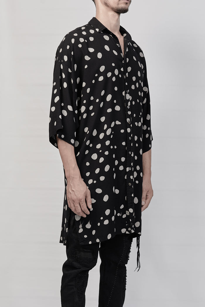 2101-SH08 Polka Dot Lazy Shirt - Black