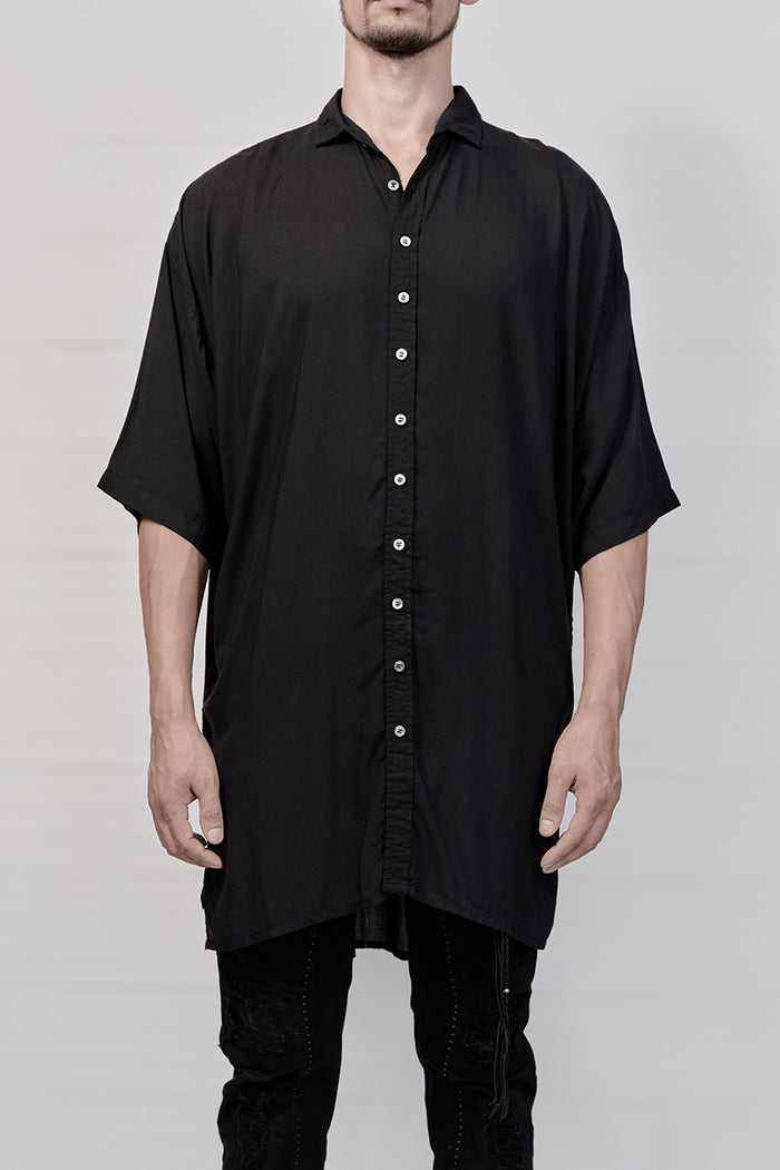 1901-SH03B Tesla Rayon Lazy Shirt 01 - Black