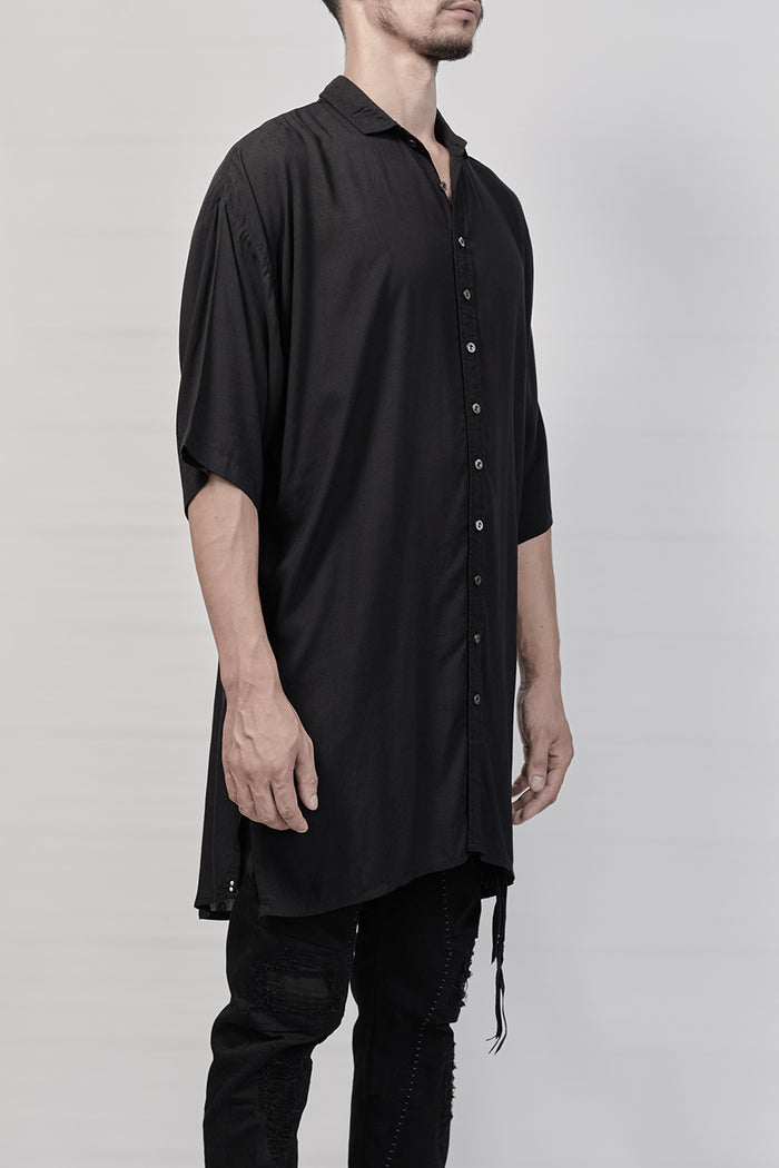 1901-SH03B Tesla Rayon Lazy Shirt 01 - Black