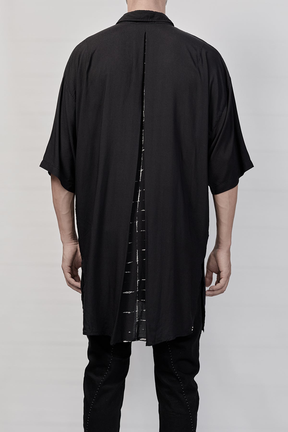 1901-SH03B Tesla Rayon Lazy Shirt 01 - Black