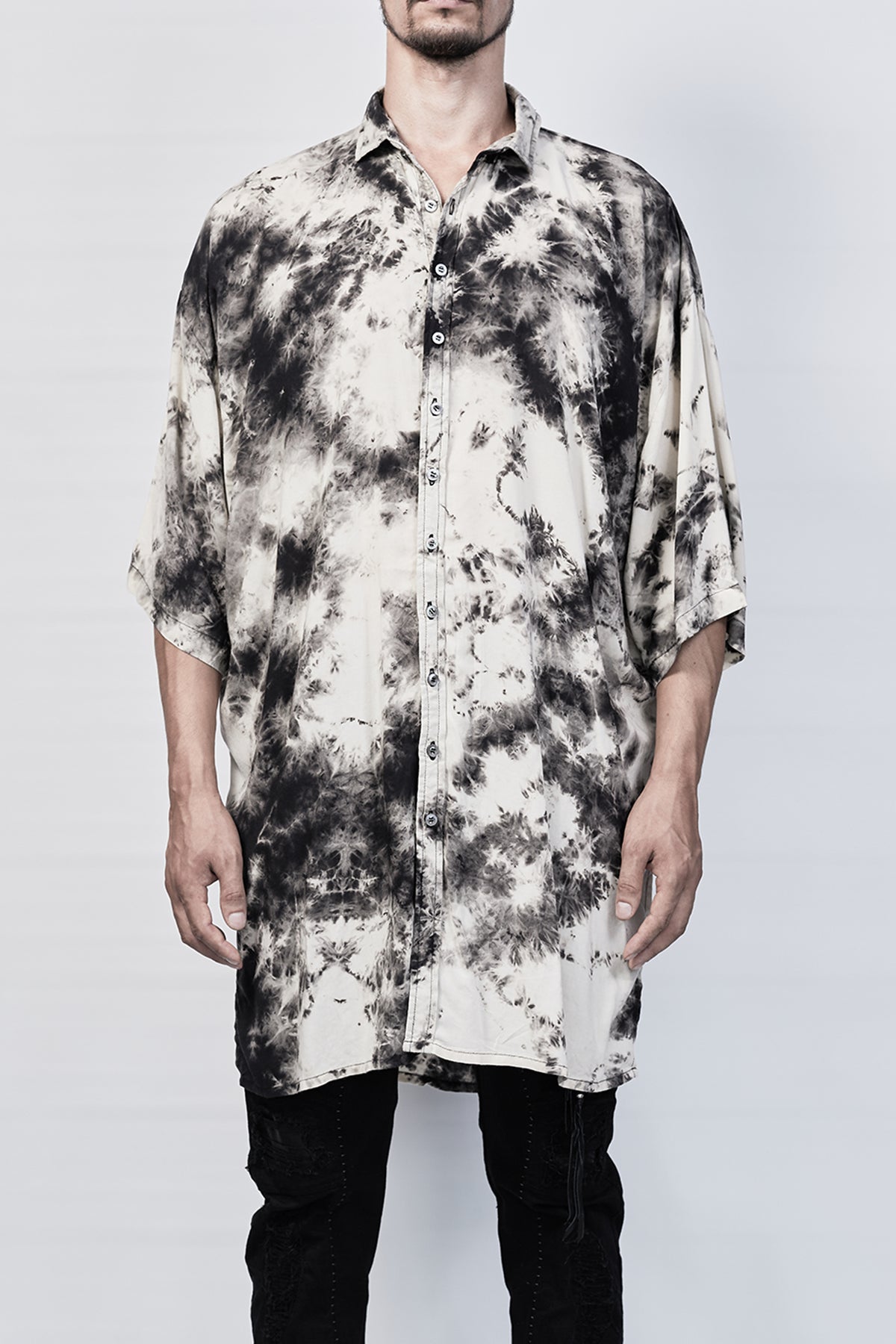 2101-SH06 Tie Dye Lazy Shirt - Black