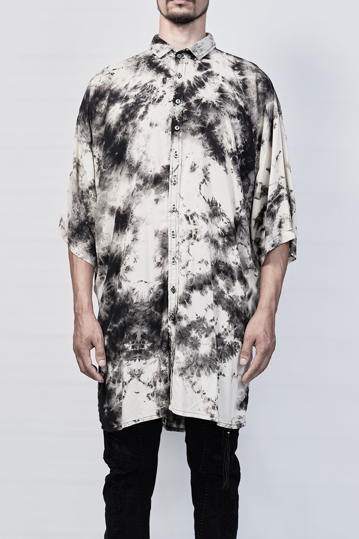 2101-SH06 Tie Dye Lazy Shirt - Black