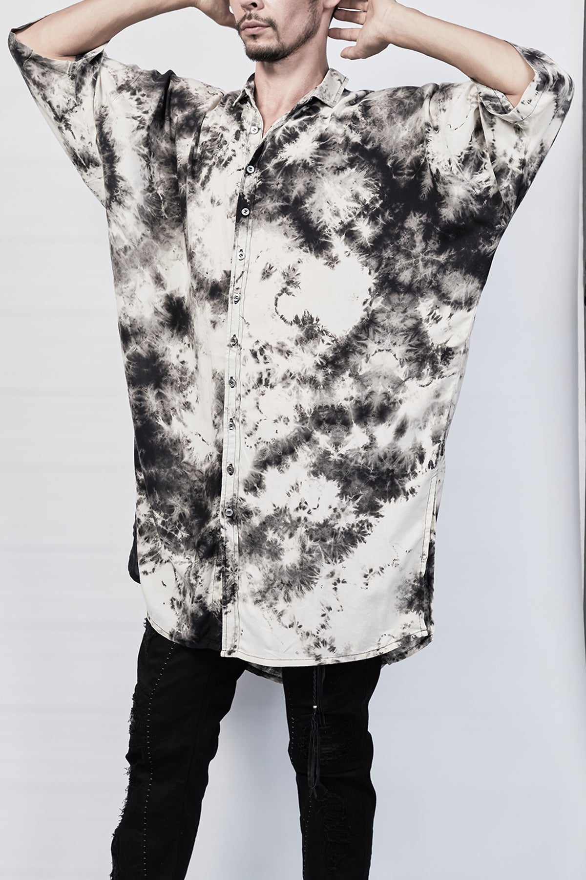 2101-SH06 Tie Dye Lazy Shirt - Black