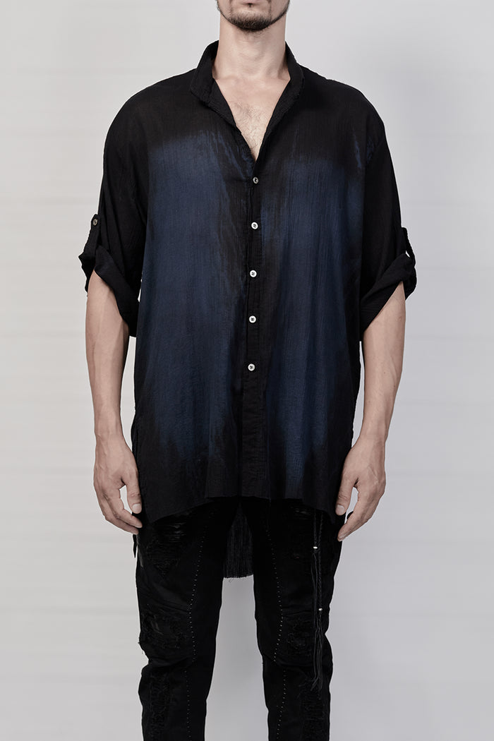 1901-SH01C Over Dye Crepe Shirt - Navy