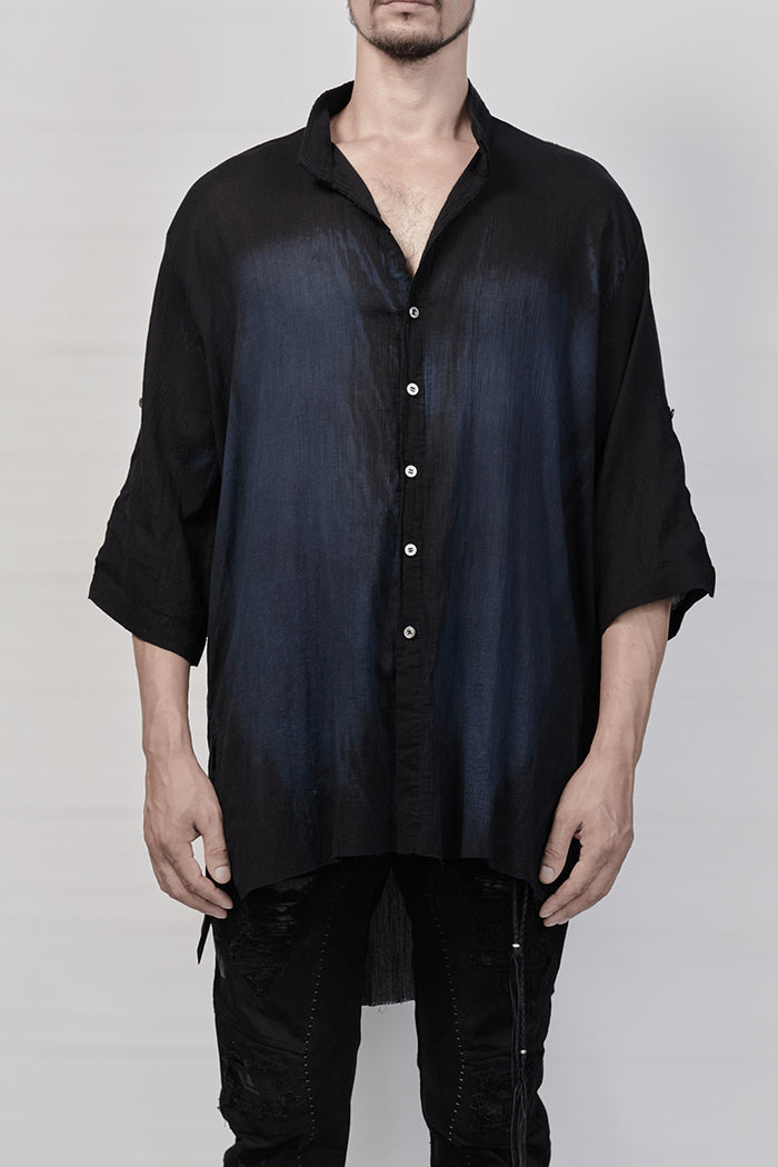 1901-SH01C Over Dye Crepe Shirt - Navy