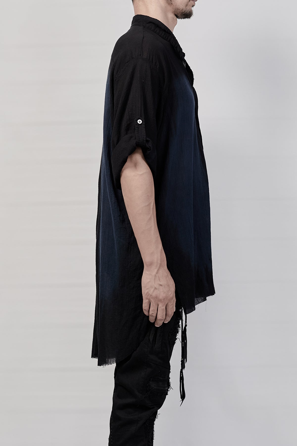 1901-SH01C Over Dye Crepe Shirt - Navy