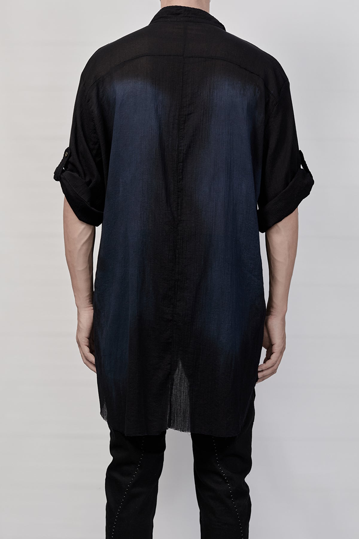 1901-SH01C Over Dye Crepe Shirt - Navy