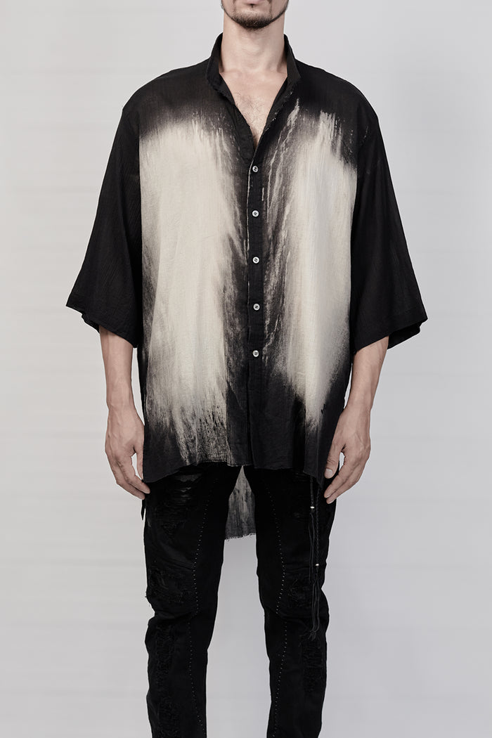 1901-SH01D Oversized Discharged Crepe Shirt - Black