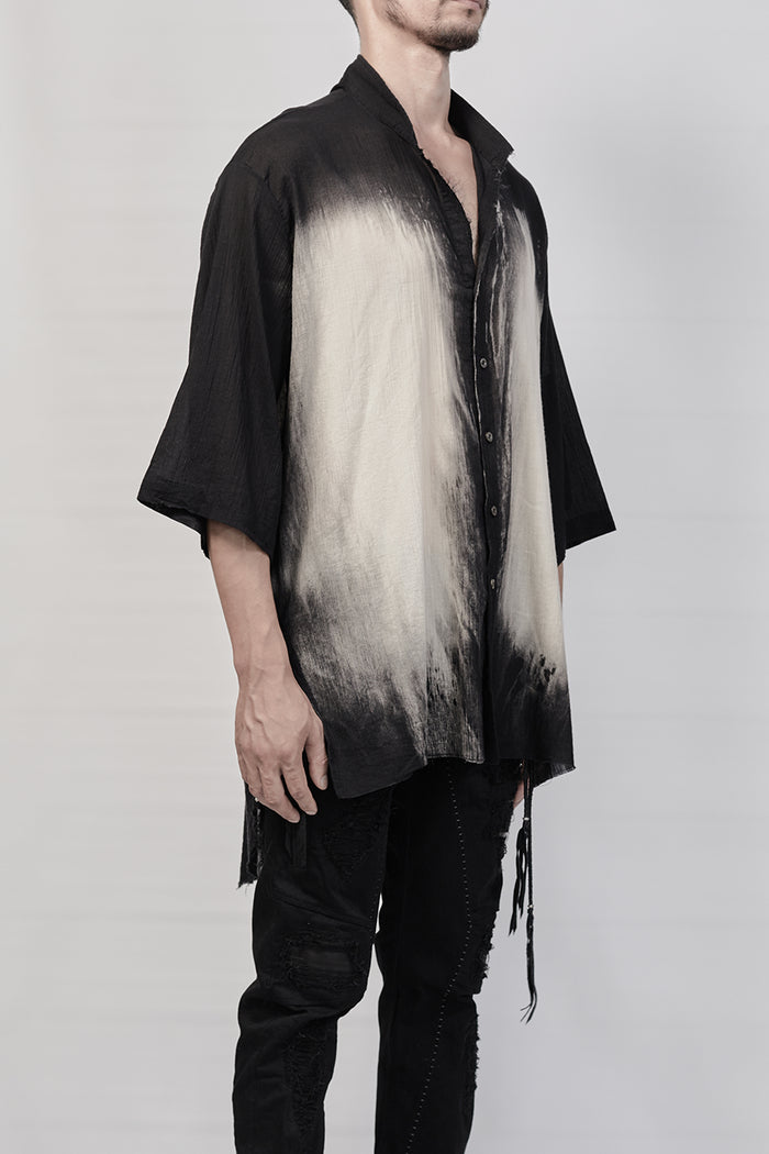 1901-SH01D Oversized Discharged Crepe Shirt - Black