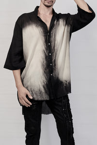 1901-SH01D Oversized Discharged Crepe Shirt - Black