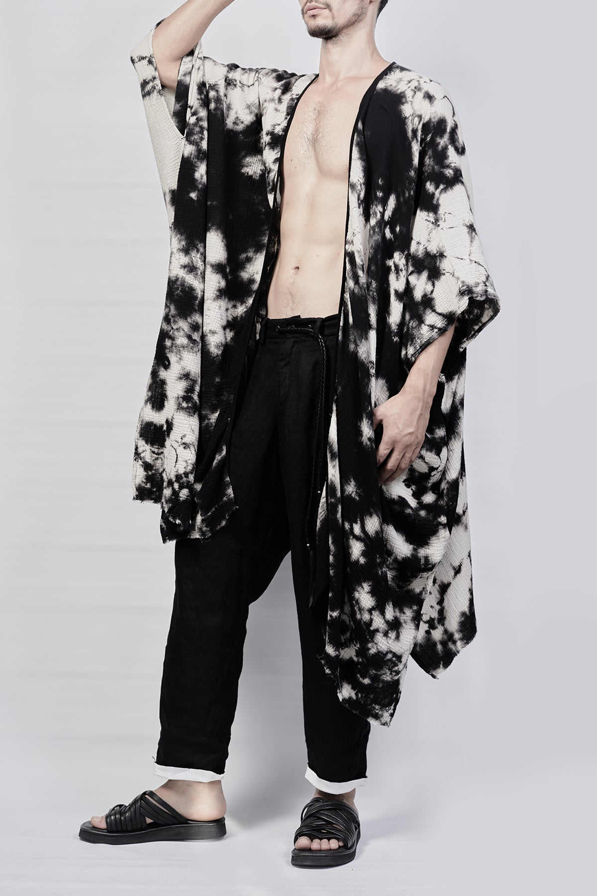 2301-GL01 Tie Dye Long Gown - Black