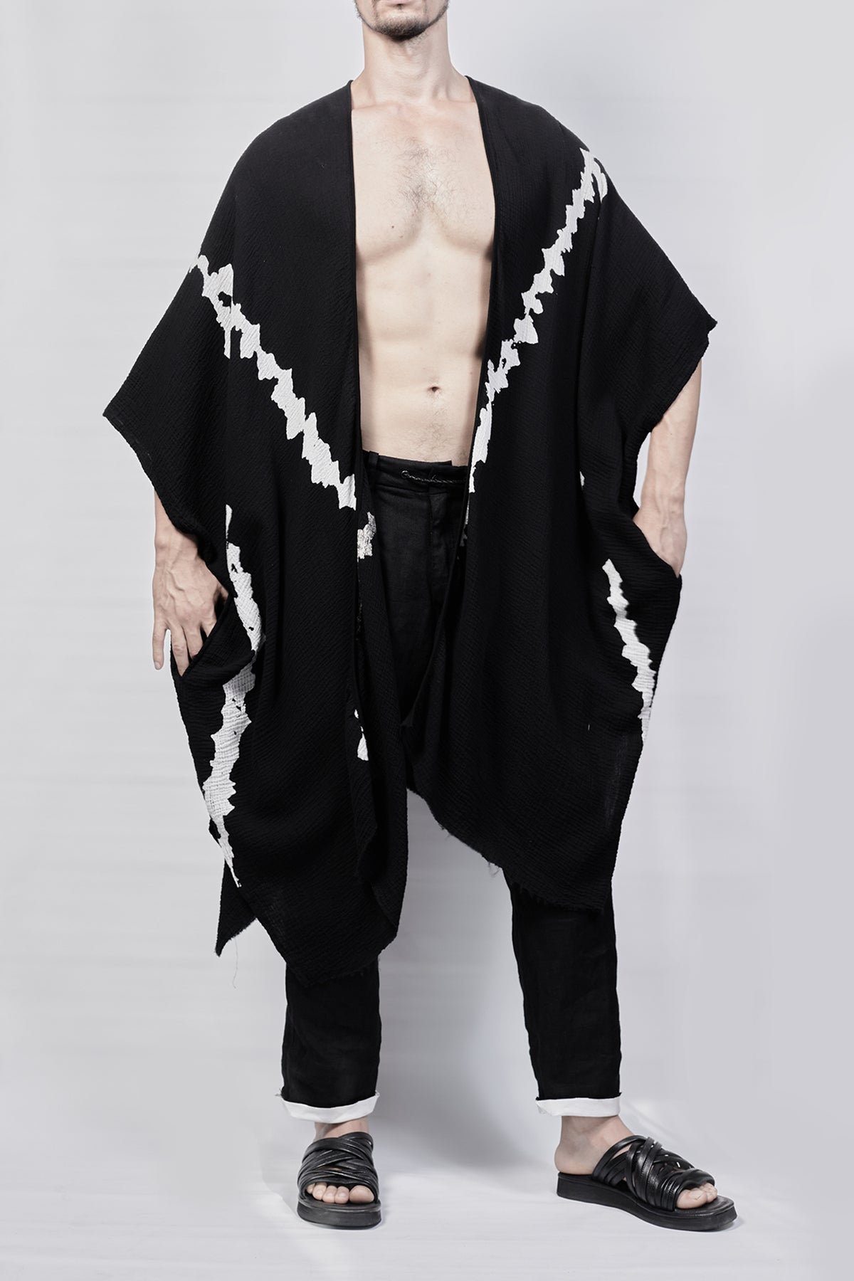 2301-GL03 Cross V Long Gown - Black