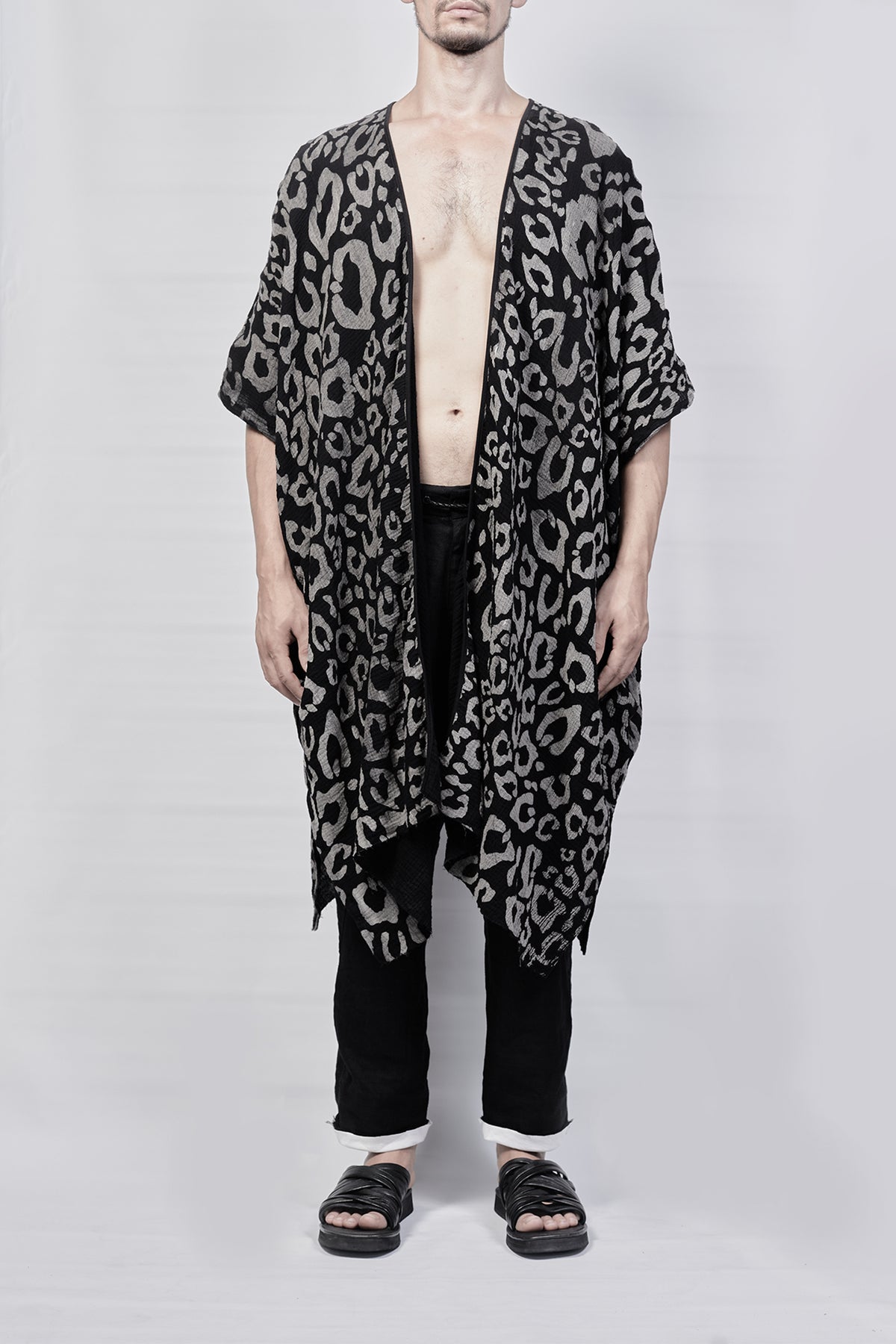 2301-GL06 Leopard Long Gown - Black
