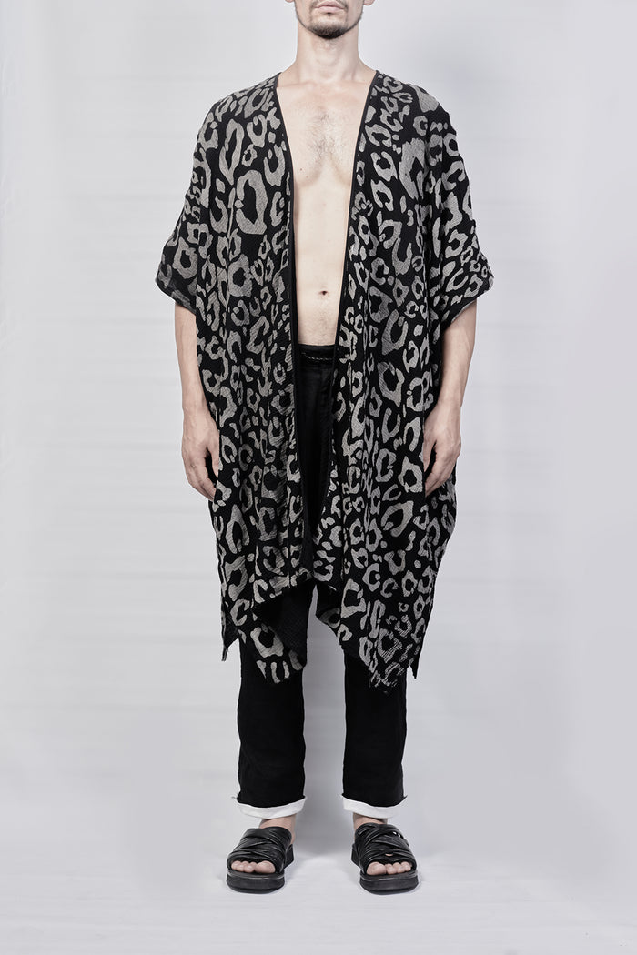 2301-GL06 Leopard Long Gown - Black