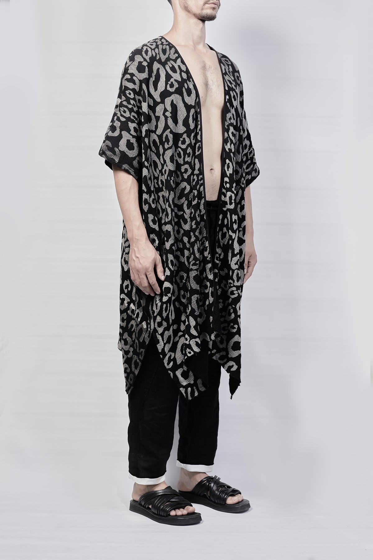 2301-GL06 Leopard Long Gown - Black
