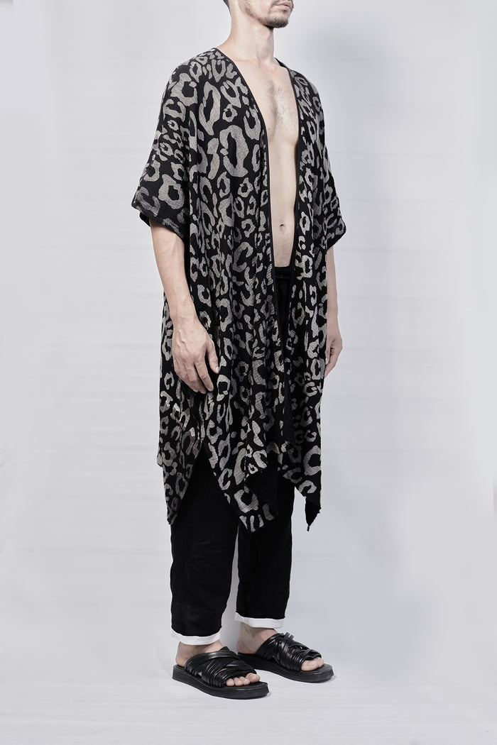 2301-GL06 Leopard Long Gown - Black