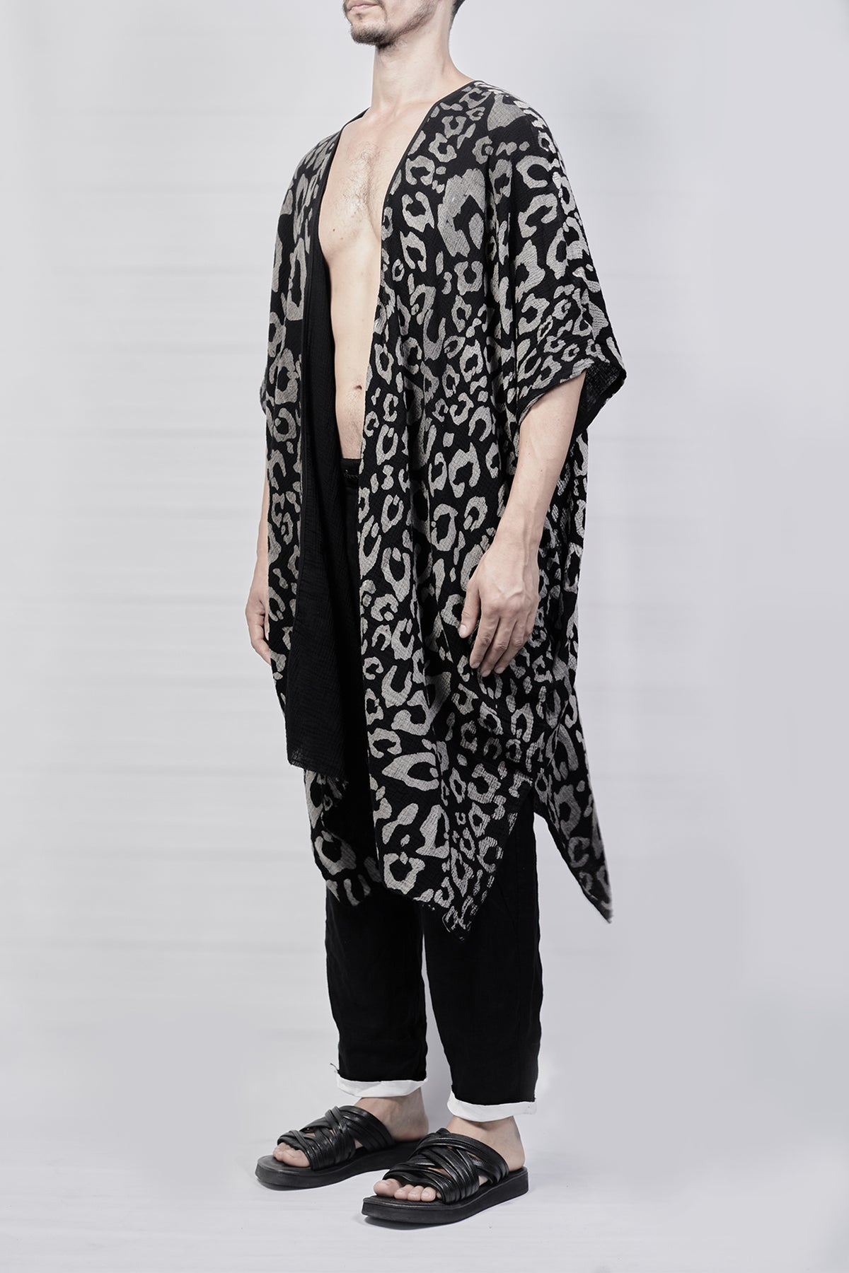 2301-GL06 Leopard Long Gown - Black