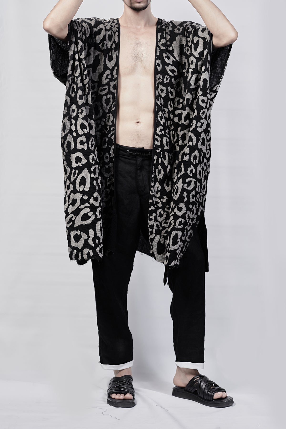 2301-GL06 Leopard Long Gown - Black