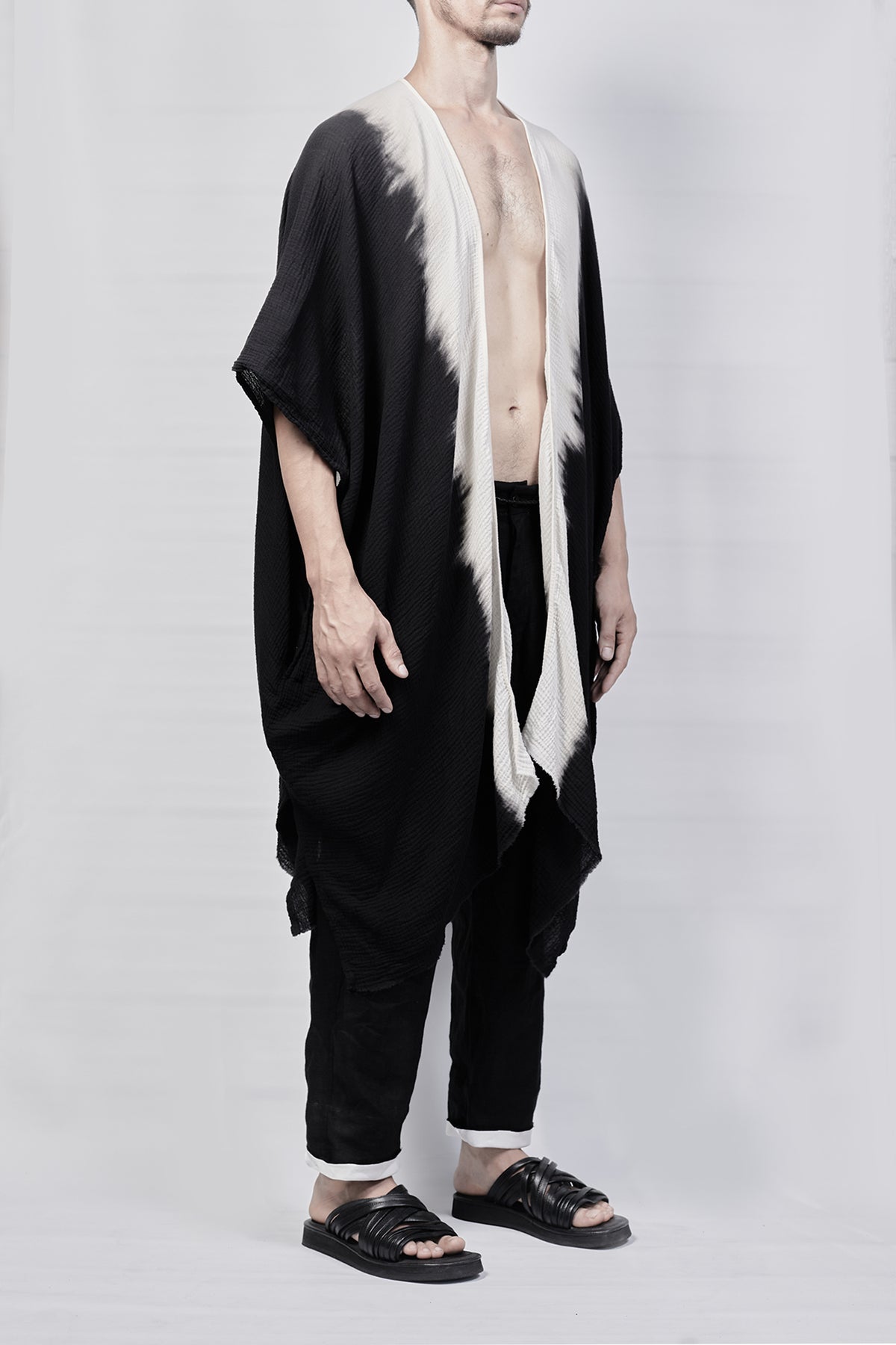 2301-GL07 Black Shadow Long Gown - Black