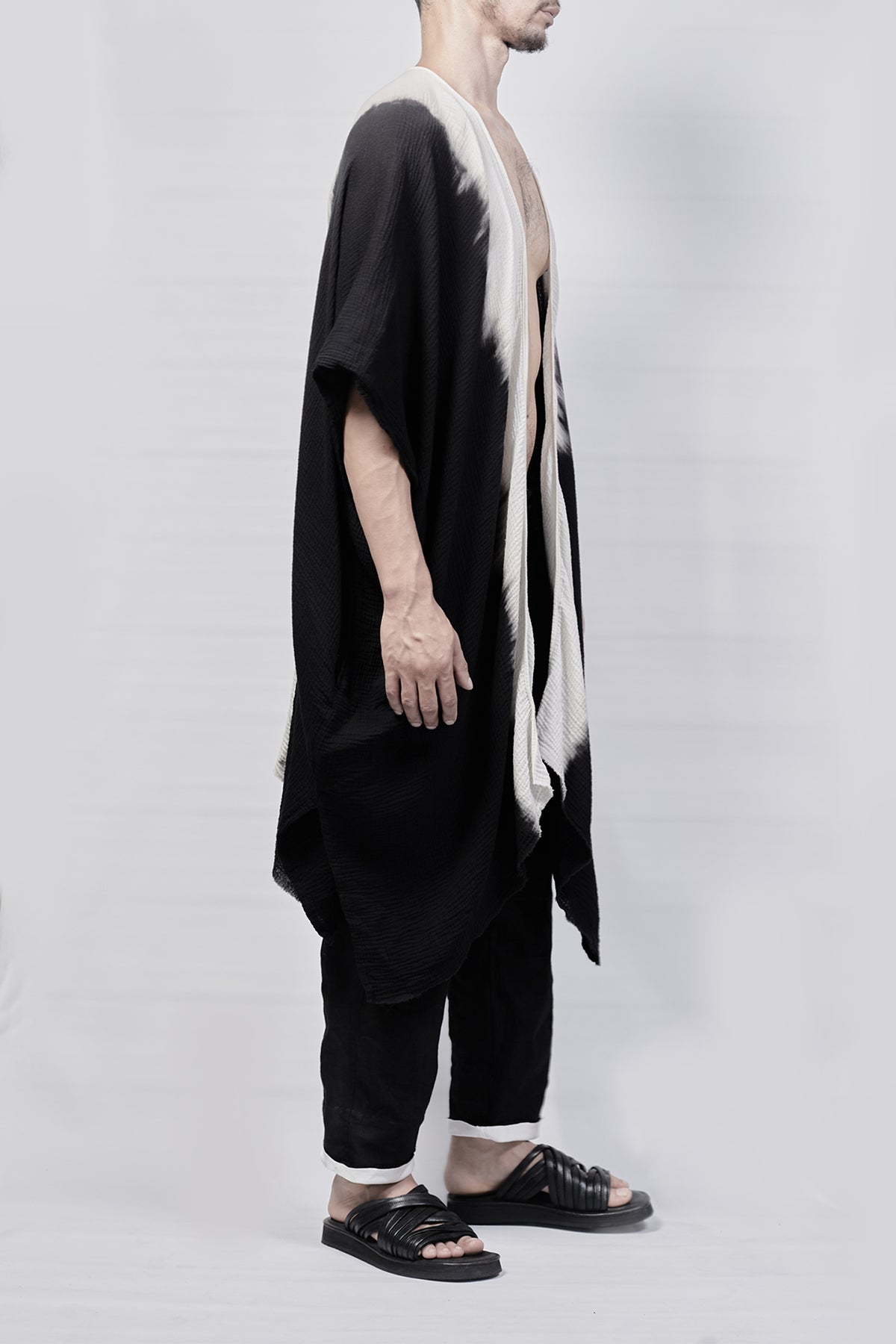 2301-GL07 Black Shadow Long Gown - Black