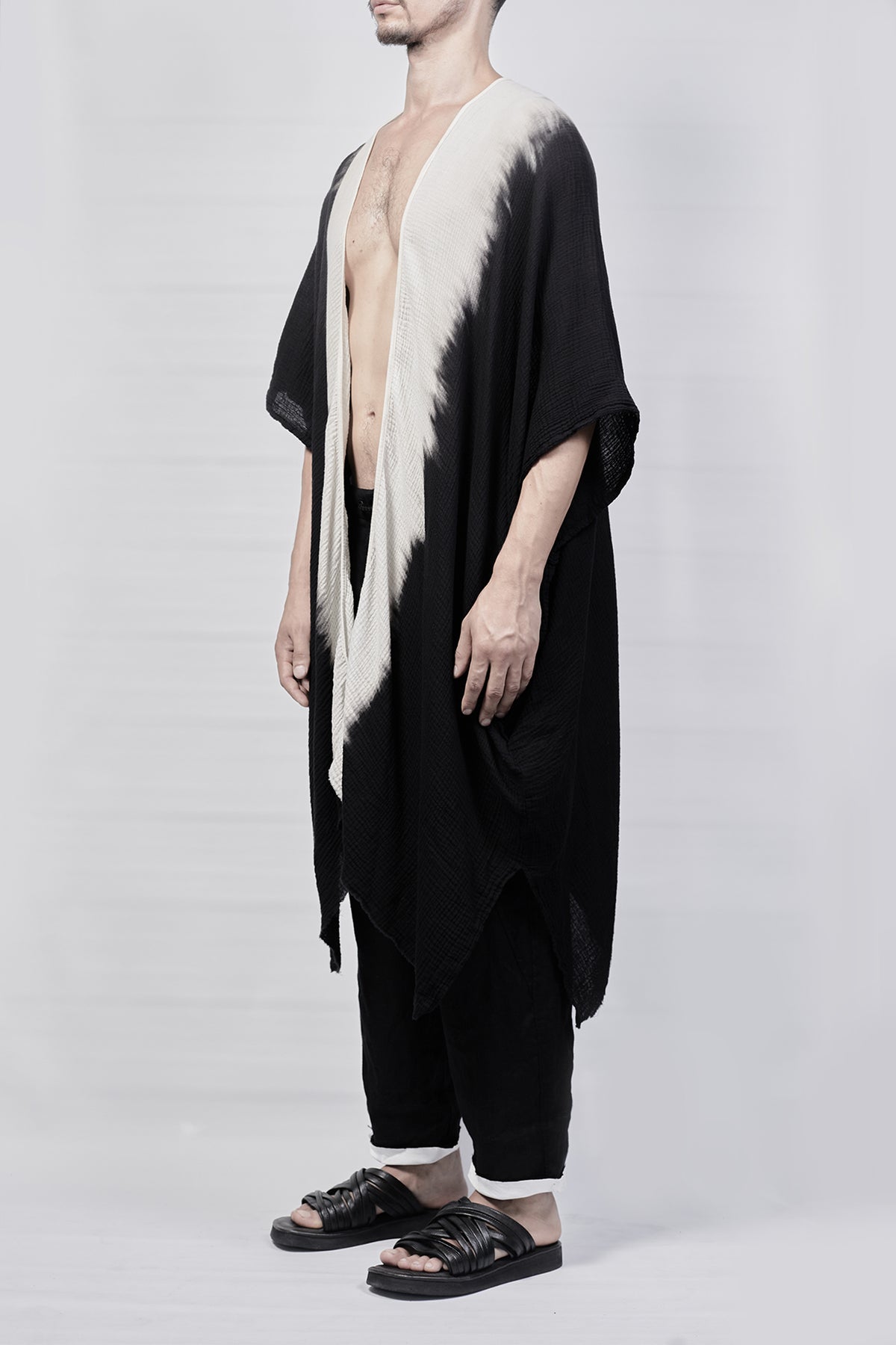 2301-GL07 Black Shadow Long Gown - Black