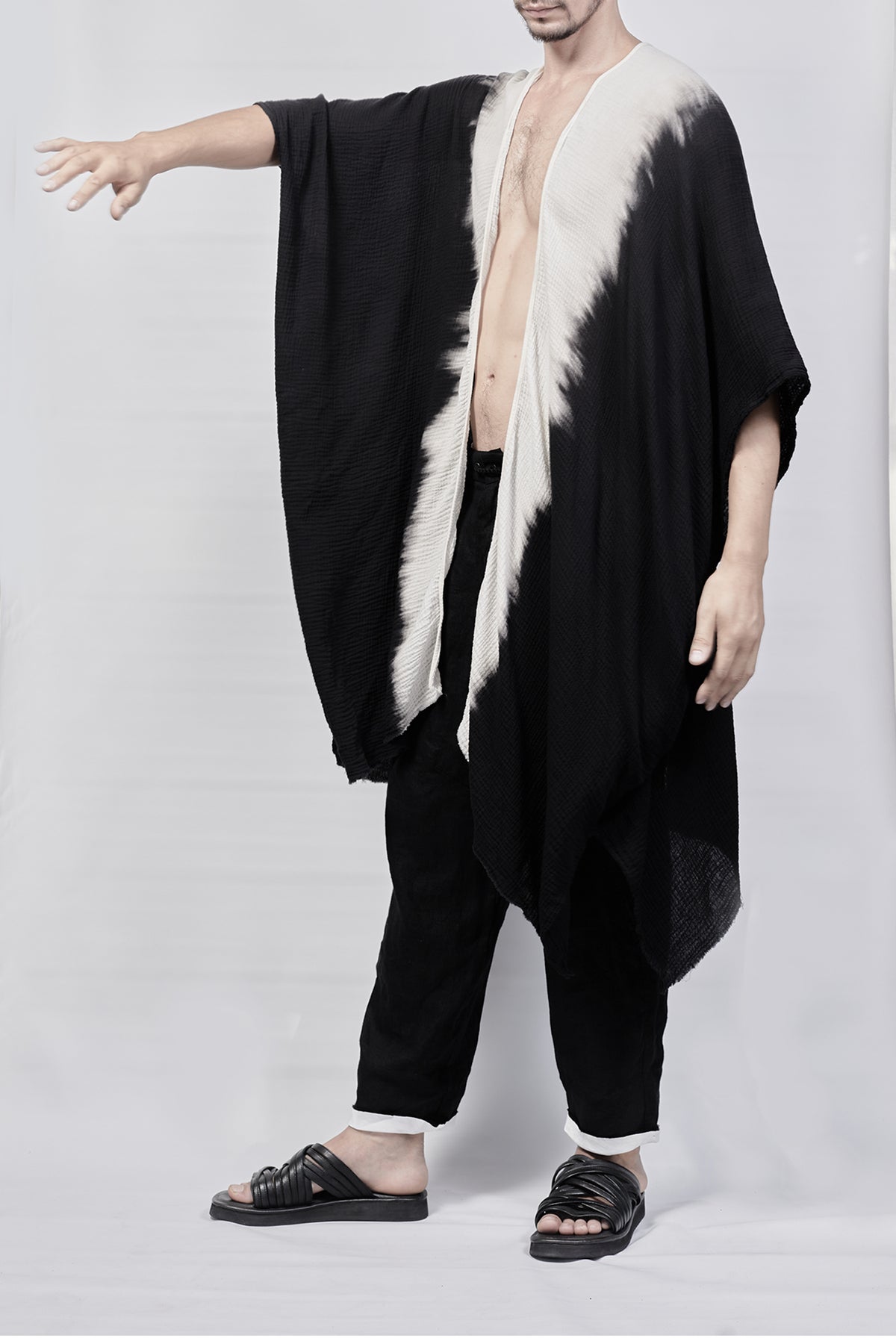 2301-GL07 Black Shadow Long Gown - Black
