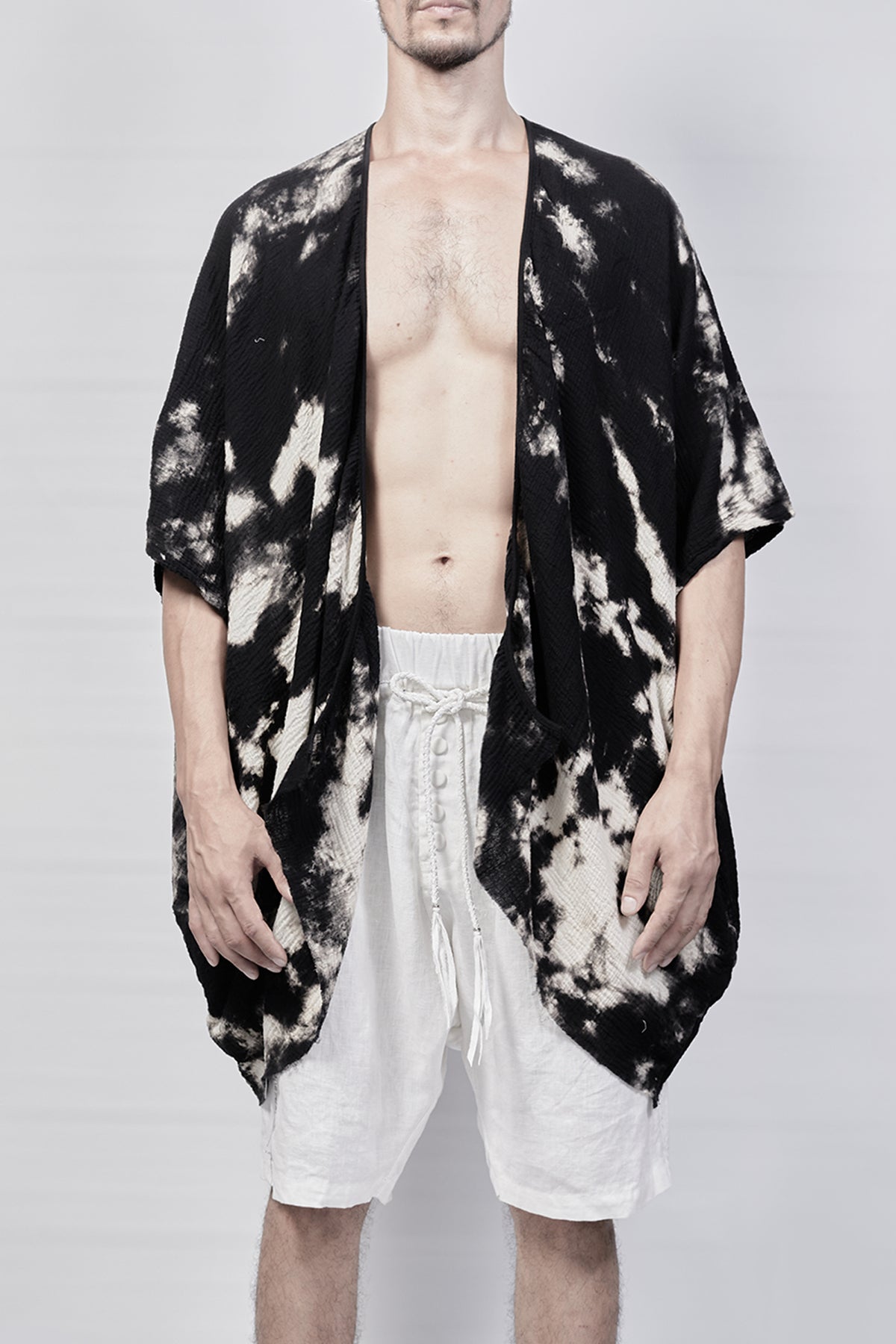 2301-GS01 Tie Dye Short Gown - Black