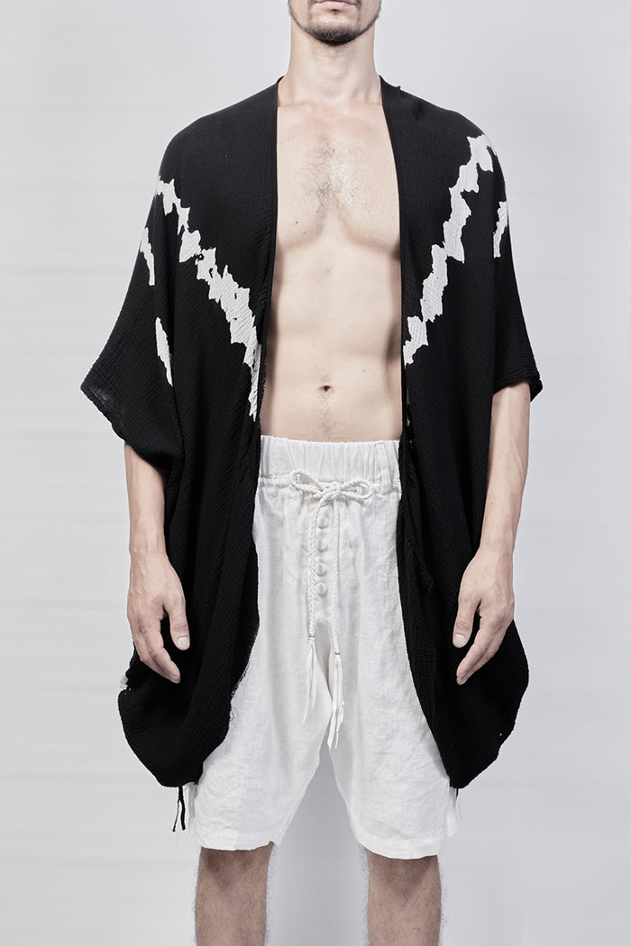 2301-GS03 Cross V Short Gown - Black