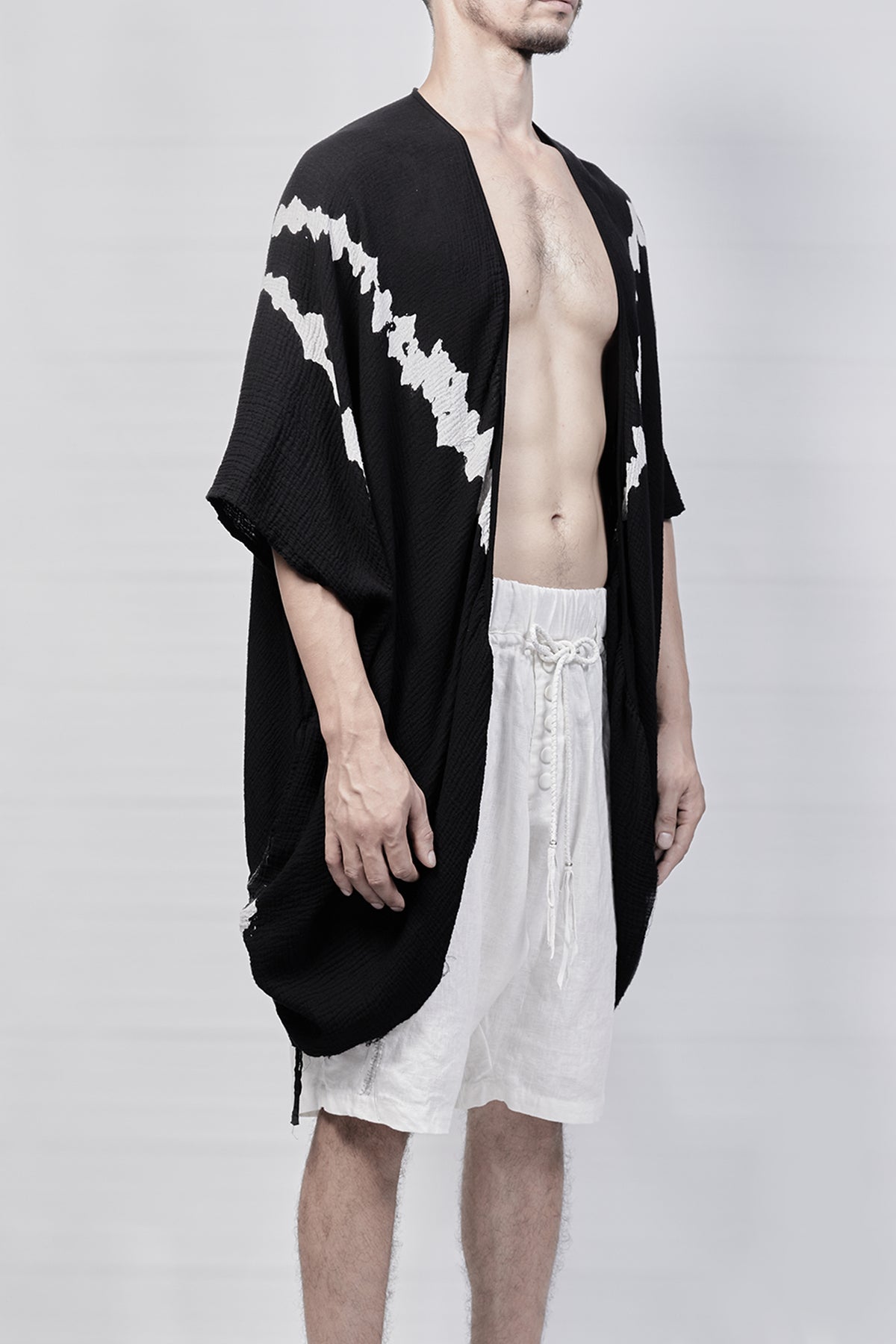 2301-GS03 Cross V Short Gown - Black