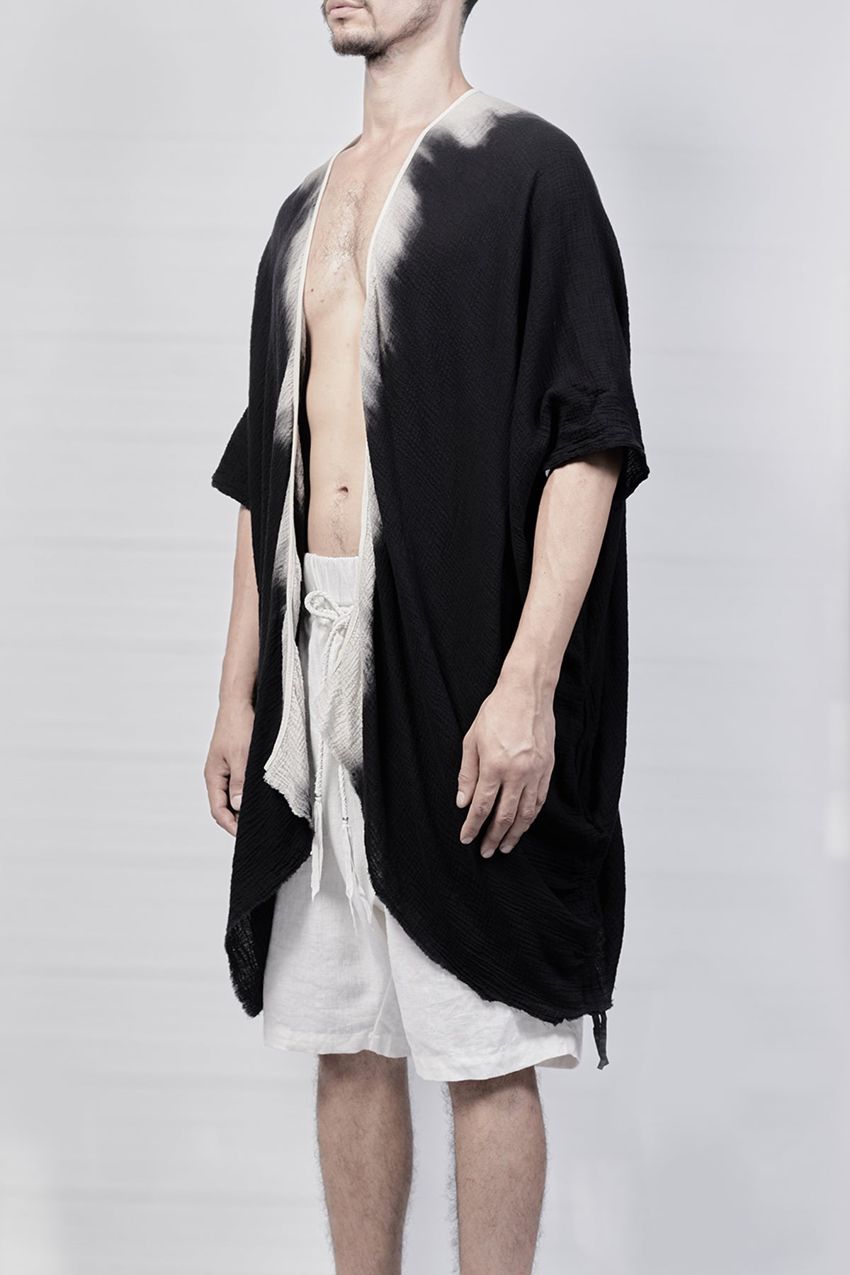 2301-GS07 Black Shadow Short Gown - Black