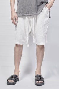 1801-PT18A/DN Linen Short Pants / Hand Stitching - White