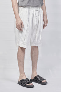 1801-PT18A/DN Linen Short Pants / Hand Stitching - White