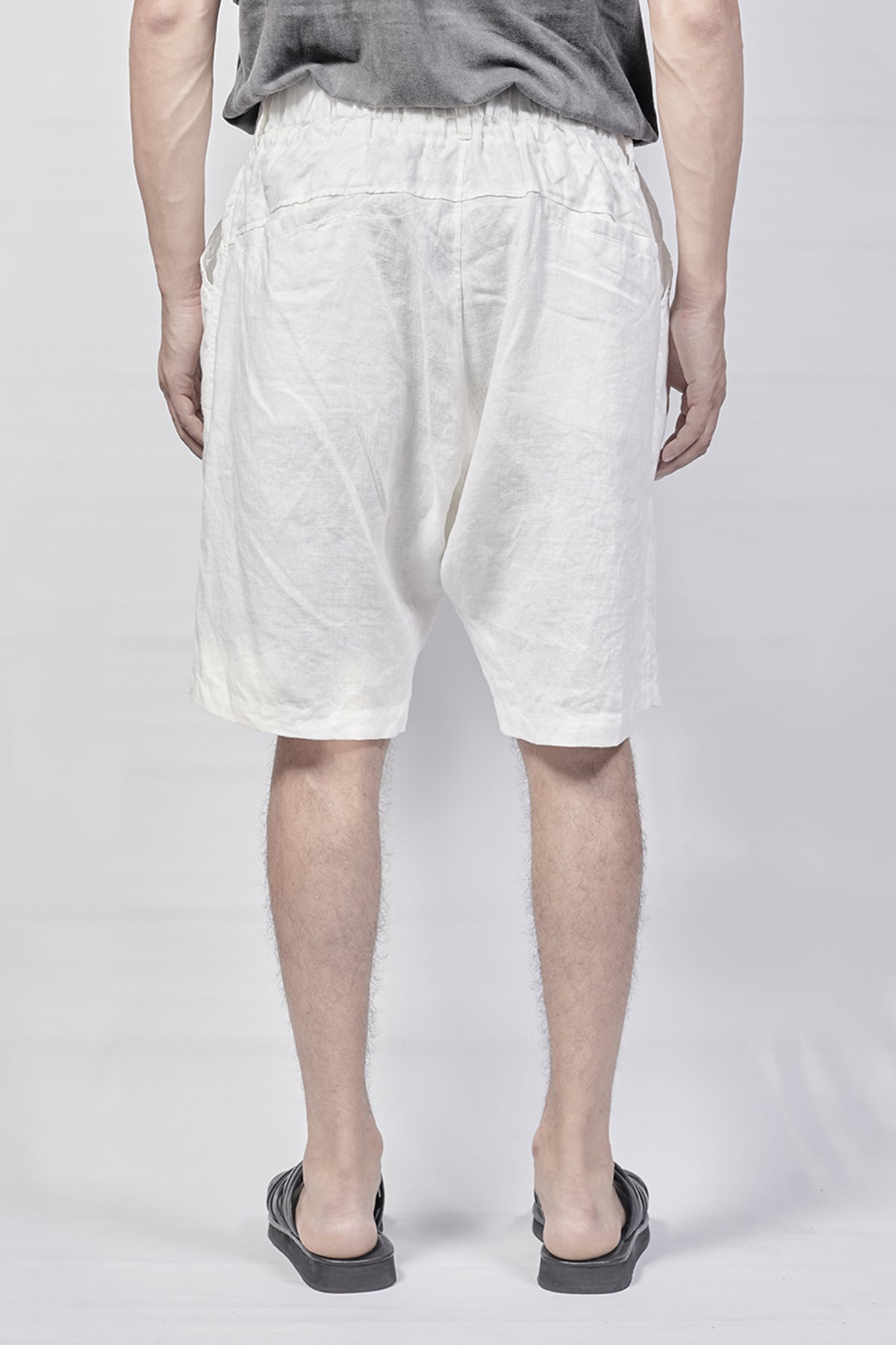 1801-PT18A/DN Linen Short Pants / Hand Stitching - White