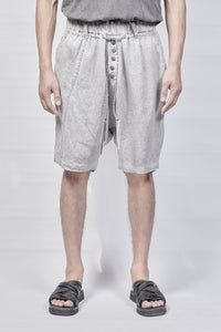 1801-PT18A/DN Linen Short Pants / Hand Stitching - Charcoal