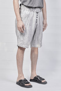 1801-PT18A/DN Linen Short Pants / Hand Stitching - Charcoal